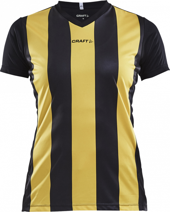 Craft - Progress Stribet T-Shirt Dame - Sort & gul