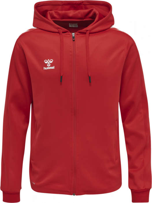 Hummel - Core Xk Poly Hoodie With Zipper - True Red & white